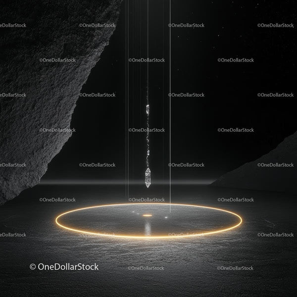 Mysterious Glowing Crystal in a Dark Cave