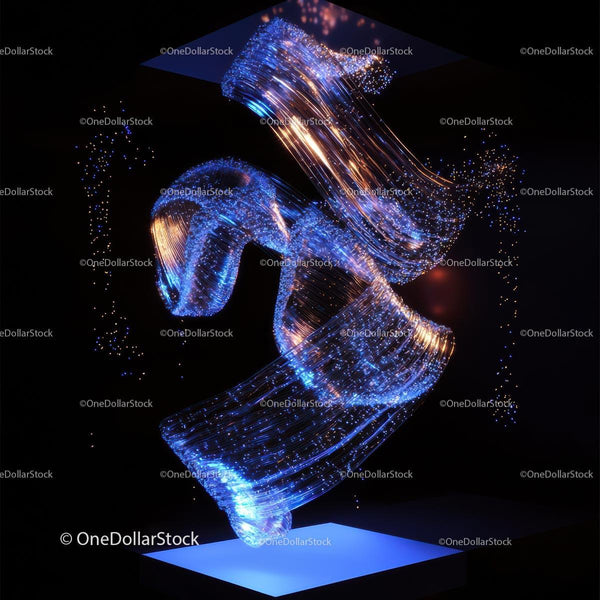 Futuristic Abstract Light Sculpture with Glowing Strands