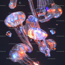 Futuristic Glowing Jellyfish in Abstract Ocean Scene