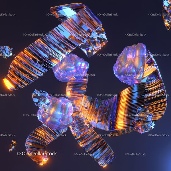 Futuristic Abstract Composition with Vibrant Geometric Shapes