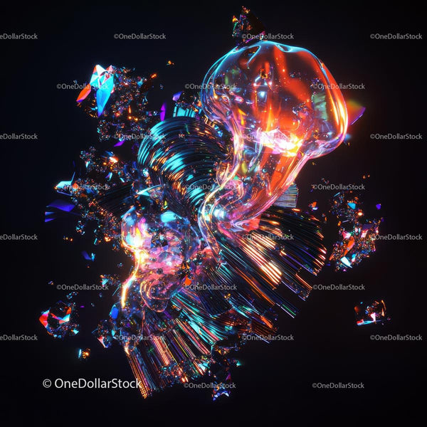 Vibrant Abstract Digital Artwork with Neon Glows