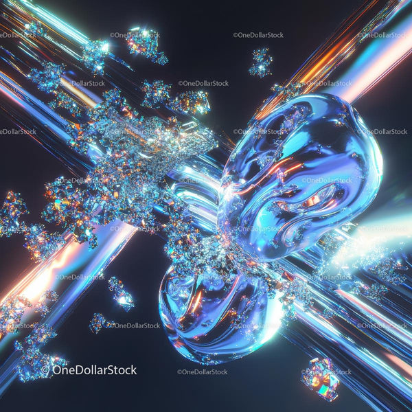 Futuristic Abstract Art with Neon Glowing Elements