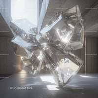 Abstract Glass Sculpture in Minimalist Interior Space