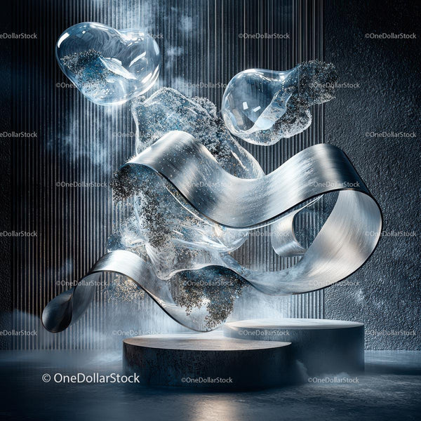 Futuristic Abstract Sculpture with Crystal Spheres