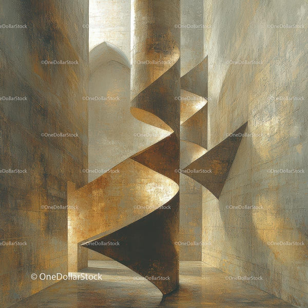 Abstract Spiral Staircase in Modern Architectural Space