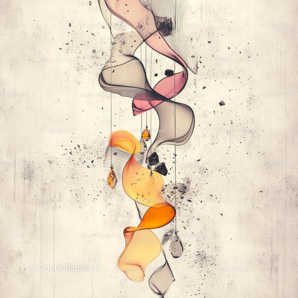 Abstract Fluid Ribbons in Pink and Orange