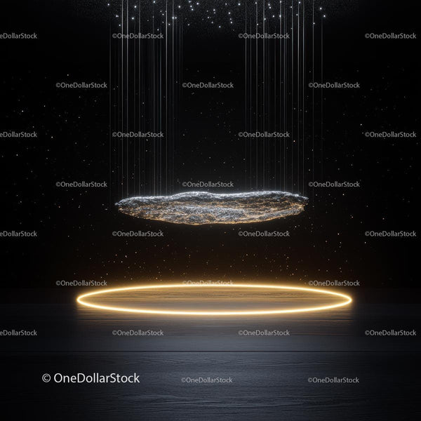 Futuristic Floating Island with Glowing Circle