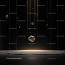 Floating Rocks in a Futuristic Space Scene with Glowing Lights