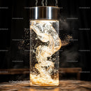 Captivating Golden Swirl in Illuminated Glass Cylinder