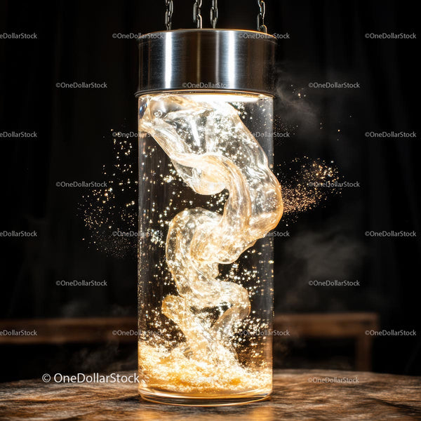 Captivating Golden Swirl in Illuminated Glass Cylinder