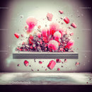 Floating Pink Crystals and Jelly Structures in Surreal Scene