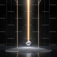 Floating Crystal Illuminated by Golden Light Beam