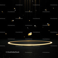 Futuristic Floating Golden Elements in Dark Space