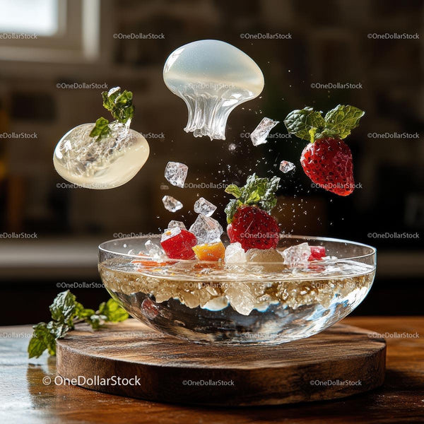 Refreshing Dessert with Strawberries and Mint Splash