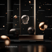 Modern Art Installation with Floating Metallic Spheres