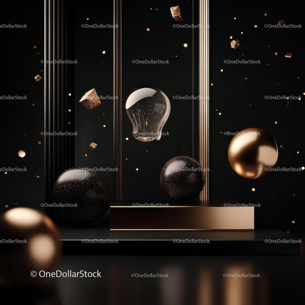 Modern Art Installation with Floating Metallic Spheres