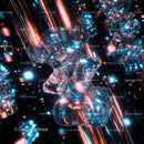 Futuristic Glass Structures with Neon Reflection