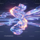 Futuristic Crystal Structure with Neon Highlights