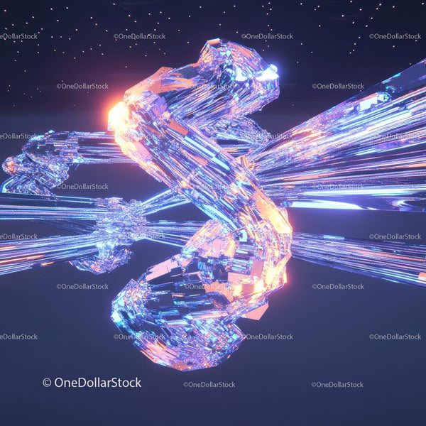 Futuristic Crystal Structure with Neon Highlights