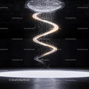 Futuristic Spiral Light Installation on Black Background