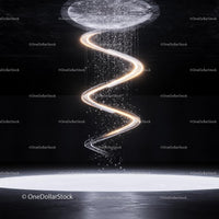 Futuristic Spiral Light Installation on Black Background