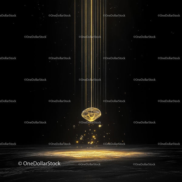 Floating Golden Sphere with Radiant Glow on Dark Background