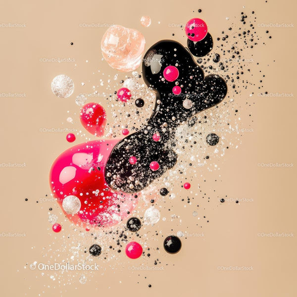 Dynamic Abstract Design with Pink and Black Bubbles