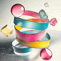 Colorful Abstract 3D Shapes with Vibrant Ribbons
