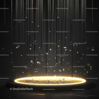Futuristic Glowing Platform with Golden Particles