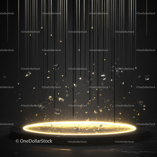 Futuristic Glowing Platform with Golden Particles