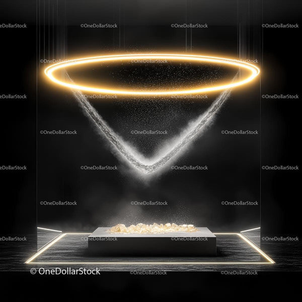 Futuristic Light Ring with Golden Glow