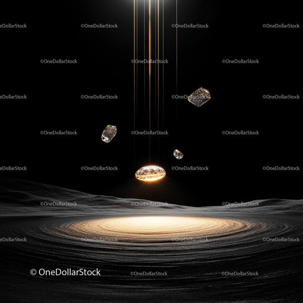 Abstract Cosmic Scene with Glowing Stones