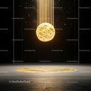 Glowing Golden Sphere in a Dark Abstract Setting
