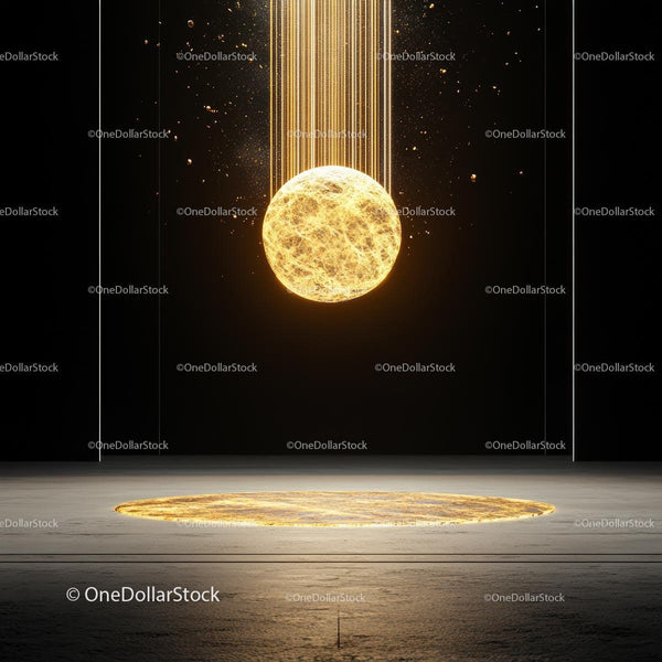 Glowing Golden Sphere in a Dark Abstract Setting