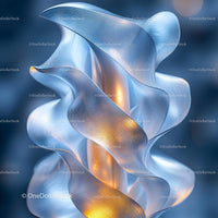 Abstract Blue and Gold Light Sculpture with Elegant Curves