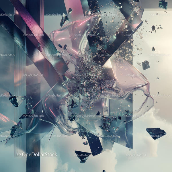 Futuristic Abstract with Shattered Glass and Metallic Hues