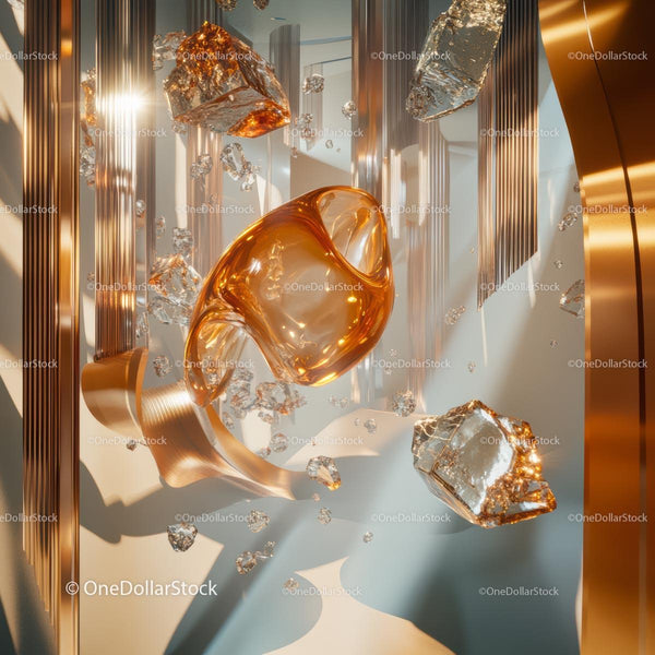 Futuristic Abstract Sculpture with Glass and Metal Elements
