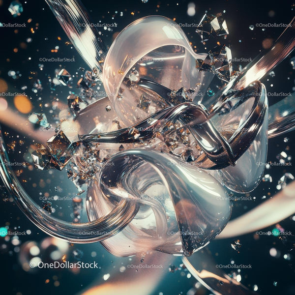 Futuristic Abstract Composition with Glass and Metal Elements