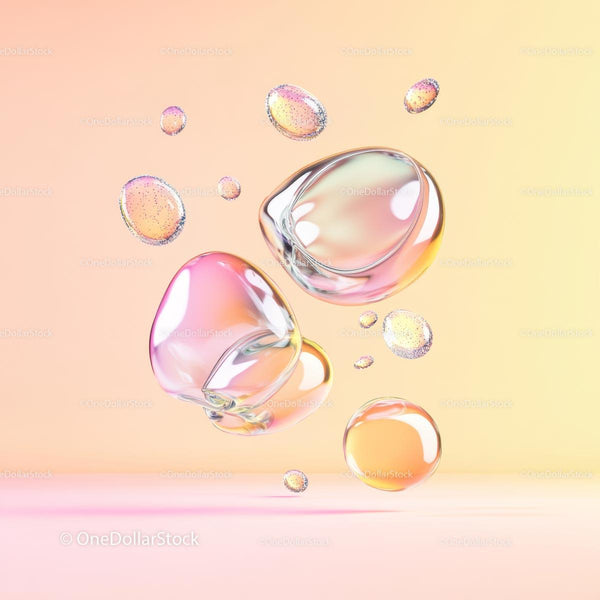 Colorful Floating Bubbles on Pastel Background