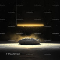Mysterious Stone with Glowing Gold Light