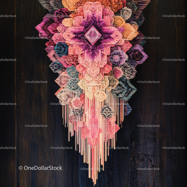 Vibrant Geometric Textile Art Wall Hanging