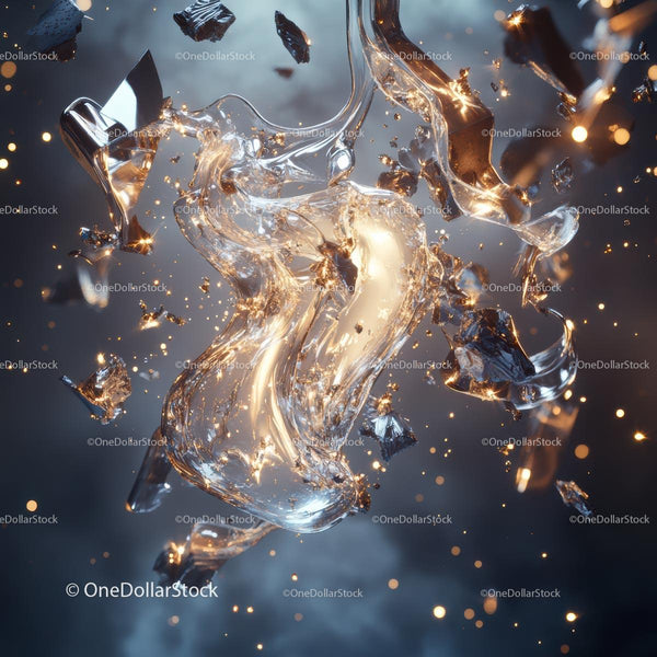 Dynamic Glass Shards with Glowing Sparks