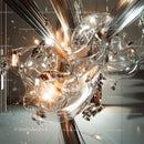 Futuristic Glass Sculpture with Dynamic Light Reflections