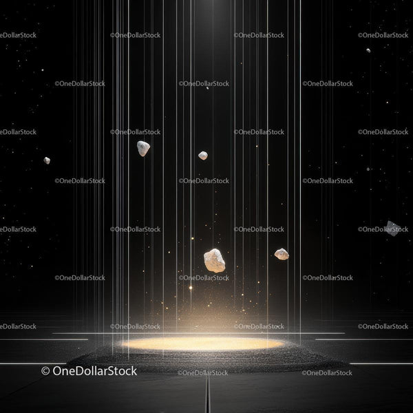Mystical Floating Rocks in Futuristic Spotlight