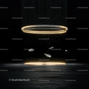 Futuristic Glowing Rings with Floating Elements