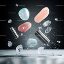 Surreal Floating Abstract Composition with Crystal Shapes