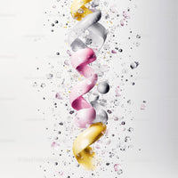 Dynamic Spiral of Colorful Ribbons and Crystal Elements