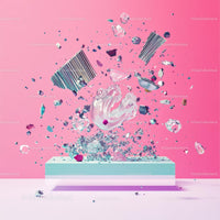 Surreal Glass Explosion on Vibrant Pink Background