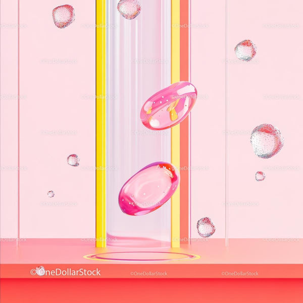 Vibrant Pink and Yellow Bubble Abstract Art