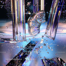 Futuristic Blue Glass Crystals with Reflections